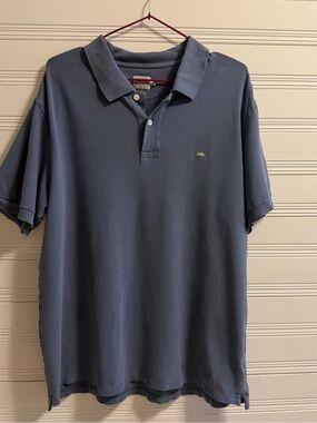 Faherty Sunrise Logo Polo Shirt Men’s Large Blue Cotton Lyocell Stretch